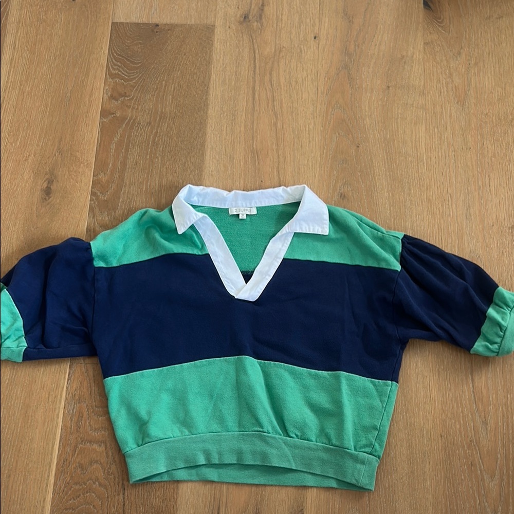 Z Supply Green and Blue Color-Blocked short-sleeved Sweater size XS
